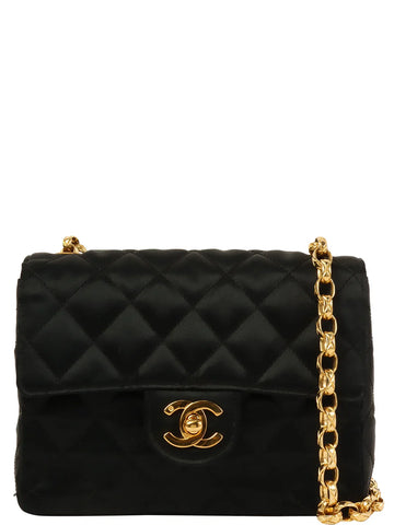Top Quality Chanel Around 1990 Made Silk Satin Classic New Bijoux Chain Mini Black