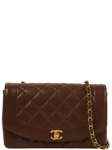Top Quality Chanel Around 1995 Made Caviar Skin Diana New Chain Bag 25Cm Brown