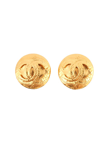 Top Quality Chanel 1994 Made Round Cc Mark Earrings Gold