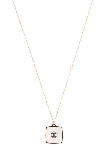 Top Quality Chanel 2008 Made Square Mirror Cc Mark Rhinestone Necklace Black