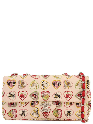 Top Quality Chanel Around 2005 Made Valentine Icon Pattern Turn-Lock Chain Bag Baby Pink/Multi