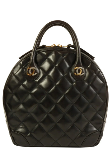 Top Quality Chanel Around 1998 Made Paris Limited Cc Mark Plate Top Handle Bag Black