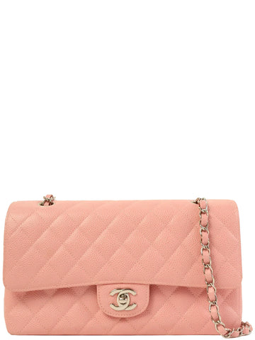 Top Quality Chanel Around 2004 Made Caviar Skin Classic New Chain Bag 25Cm Pink