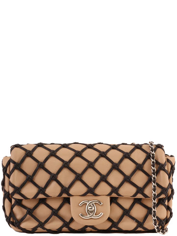 Top Quality Chanel Around 2010 Made Clochette Turn-Lock Chain Shoulder Bag Beige/Black