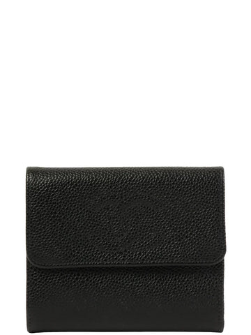 Top Quality Chanel Around 2001 Made Caviar Skin Cc Mark Stitch Wallet Black