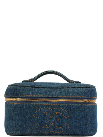 Top Quality Chanel Around 1997 Made Denim Cc Mark Stitch Vanity Indigo
