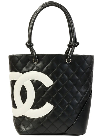 Top Quality Chanel Around 2004 Made Cambon Tote Bag Black/White
