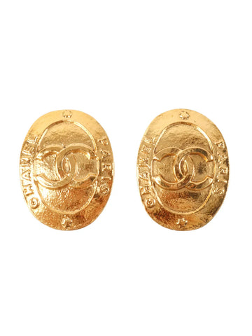 Top Quality Chanel 1993 Made Oval Cc Mark Earrings