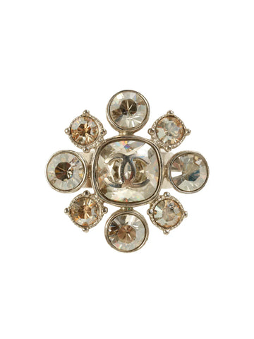 Top Quality Chanel 2009 Made Rhinestone Cc Mark Plate Ring Silver
