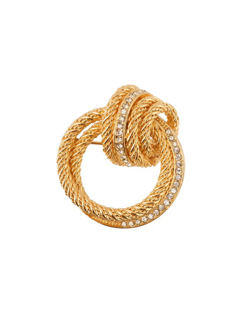 Top quality Dior Rhinestone Circle Chain Brooch Gold