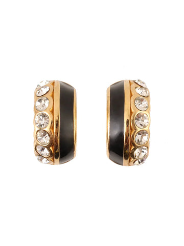 Top quality Dior Rhinestone Half Hoop Earrings Gold/Black
