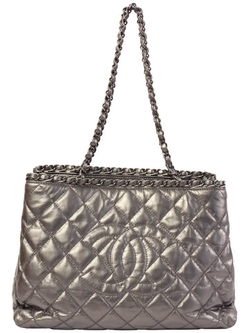 Top Quality Chanel Around 2010 Made Cc Mark Stitch Chain Tote Bag Silver
