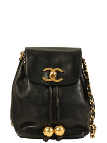 Top Quality Chanel Around 1995 Made Turn-Lock Mini Drawstring Shoulder Bag With Pouch Black