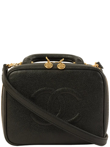 Top Quality Chanel Around 1997 Made Caviar Skin Cc Mark Stitch 2Way Vanity Black