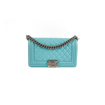Top Quality Chanel Old Medium Boy Blue Crossbody Bag