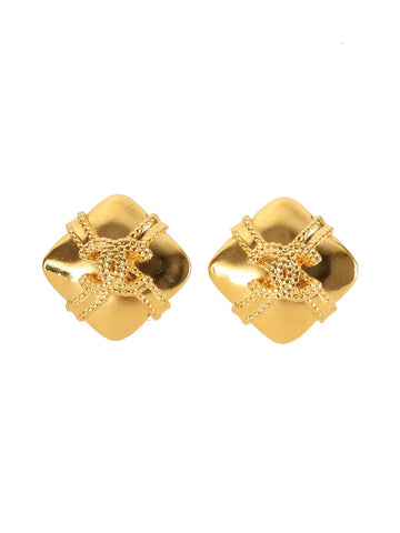 Top Quality Chanel 1997 Made Diamond Motif Cc Mark Earrings Gold