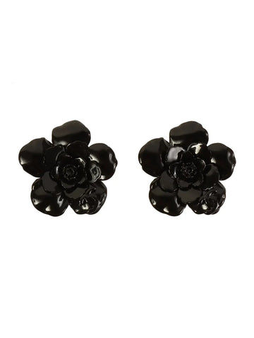 Top Quality Chanel 2004 Made Camellia Earrings Black