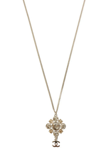 Top Quality Chanel 2012 Made Rhinestone Diamond Motif Cc Mark Swing Necklace Silver/Champagne