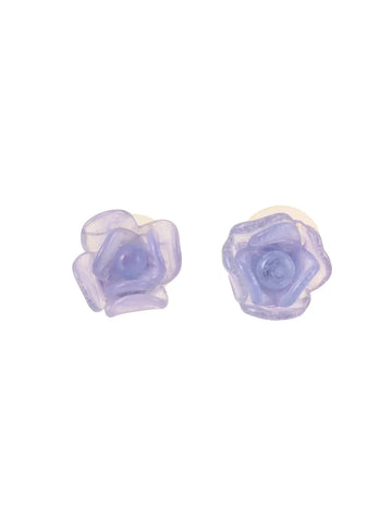 Top Quality Chanel 2001 Made Camellia Pierced Earrings Purple