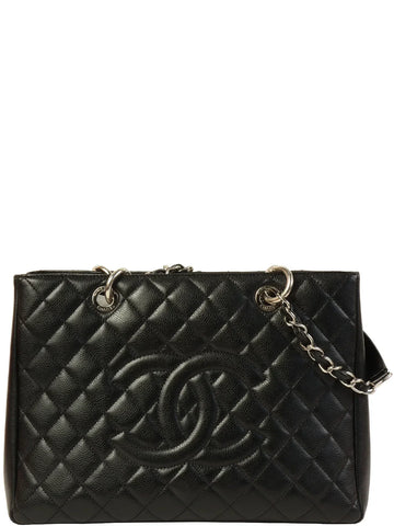 Top Quality Chanel Around 2014 Made Caviar Skin Cc Mark Stitch Chain Tote Bag Black