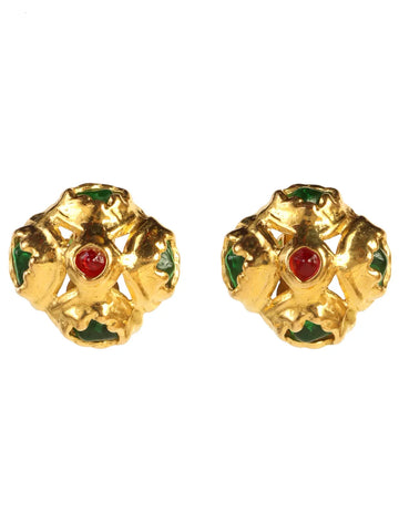 Top Quality Chanel 1994 Made Gripoix Earring Green/Red