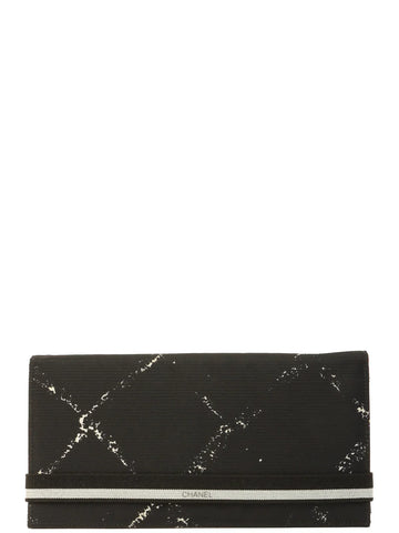 Top Quality Chanel Around 1998 Made Travel Nylon Long Wallet Black