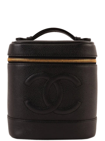 Top Quality Chanel Around 2000 Made Caviar Skin Cc Mark Stitch Vanity Black