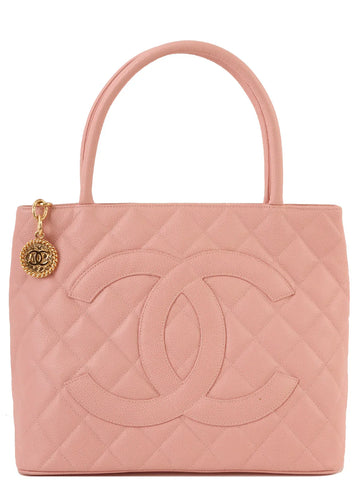 Top Quality Chanel Around 2003 Made Caviar Skin Cc Mark Stitch Revival Tote Bag Pink