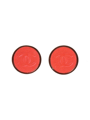 Top Quality Chanel 2000 Made Round Cc Mark Embossed Earrings Bordeaux/Pink