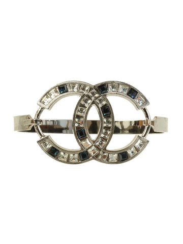 Top Quality Chanel 2005 Made Rhinestone Cc Mark Bangle Black/Silver
