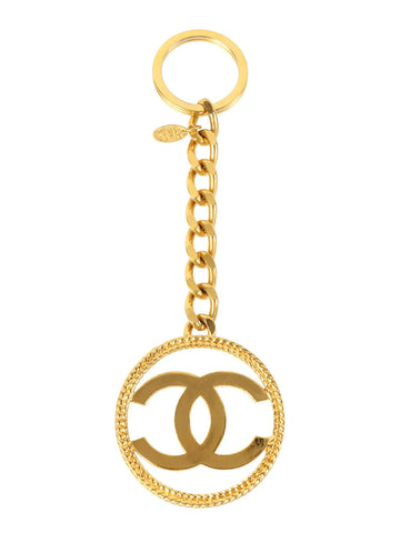 Top Quality Chanel 1991 Made Round Cc Mark Cutout Key Ring Gold