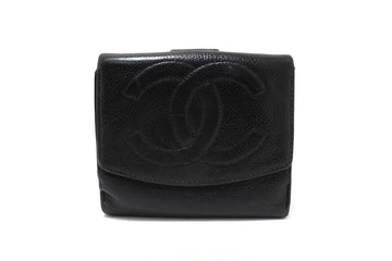 Top Quality Chanel Black Caviar Leather Timeless CC Small Wallet