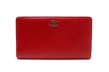 Top Quality Chanel Red Caviar Leather Long Wallet