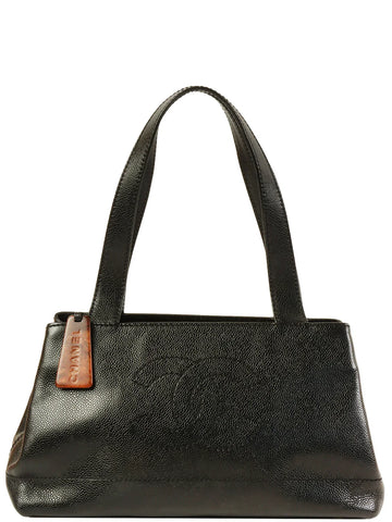 Top Quality Chanel Around 2001 Made Caviar Skin Cc Mark Stitch Shoulder Bag Black
