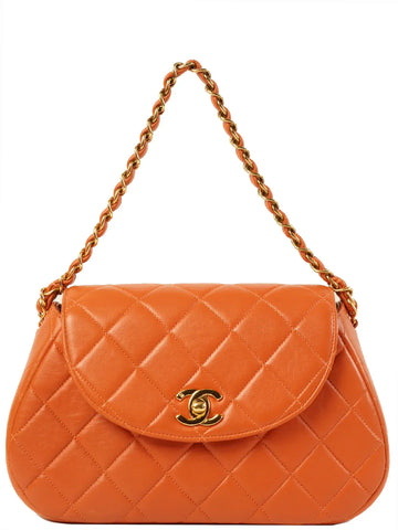 Top Quality Chanel Around 1997 Made Turn-Lock Top Handle Bag Orange
