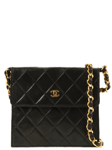Top Quality Chanel Around 1985~1990 Made Mini Cc Mark Plate Mini Chain Bag Black