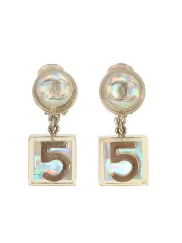 Top Quality Chanel 1997 Made No.5 Cc Mark Swing Earrings Aurora/Silver