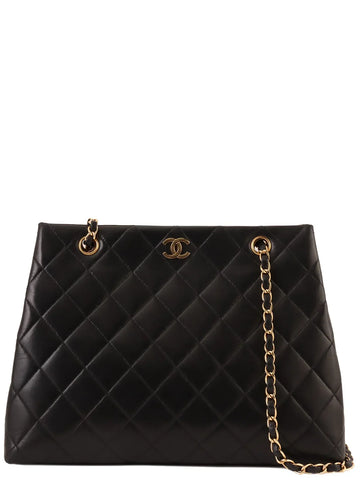 Top Quality Chanel Around 1998 Made Cc Mark Plate Chain Tote Bag Black