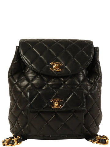 Top Quality Chanel Around 1997 Made Double Turn-Lock Backpack Black