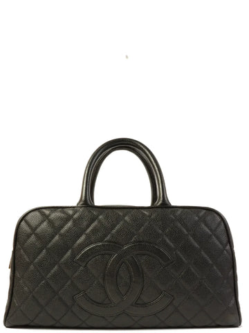 Top Quality Chanel Around 2003 Made Caviar Skin Cc Mark Stitch Boston Bag Black