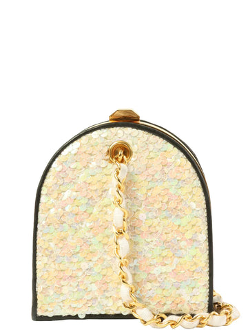 Top Quality Chanel Around 1990 Made Aurora Sequin Cc Mark Metal Clasp Mini Chain Bag Multi/Gold