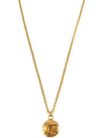 Top Quality Chanel 1994 Made Round Cc Mark Necklace Gold