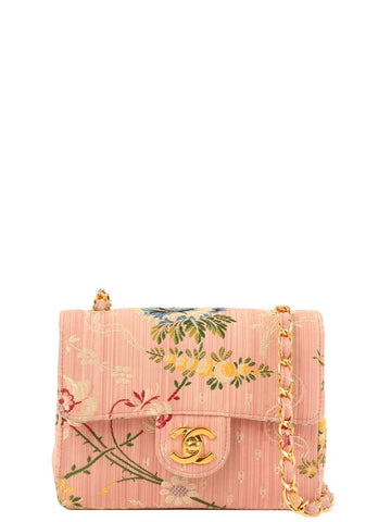 Top Quality Chanel Around 1992 Made Flower Stitch Classic New Chain Bag Mini Pink/Multi