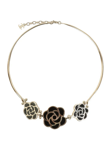 Top Quality Chanel 1998 Made Camellia Choker Silver/Black