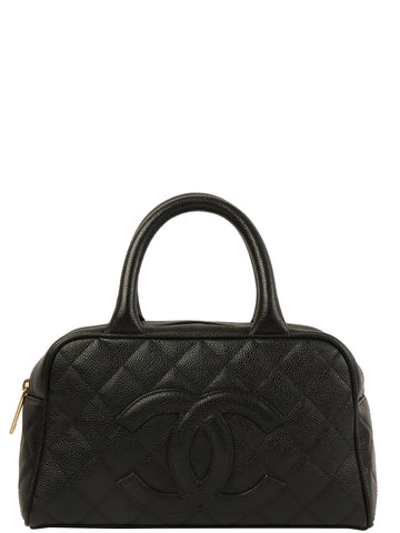 Top Quality Chanel Around 1998 Made Caviar Skin Cc Mark Stitch Boston Bag Black