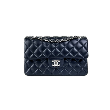 Top Quality Chanel Small Double Classic Flap Metallic Navy