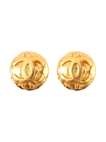 Top Quality Chanel 1997 Made Round Cc Mark Earrings Gold