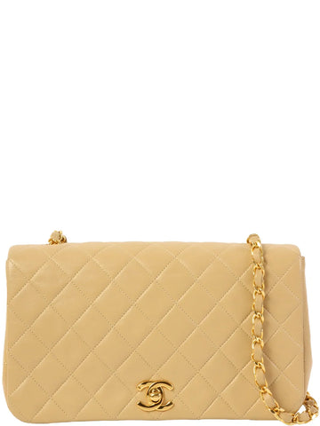 Top Quality Chanel Around 1990 Made Full New Chain Bag 23Cm Beige