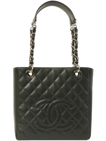 Top Quality Chanel Around 2014 Made Caviar Skin Cc Mark Stitch Chain Tote Bag Charcoal Grey