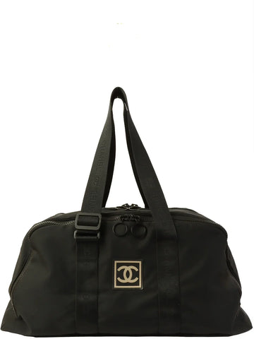 Top Quality Chanel Around 2001 Made Sport Line Nylon Logo Boston Bag Black